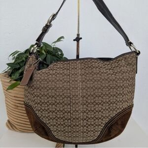 🍍Coach Brown Leather Hobo Signature shoulder the iconic "C" monogram handbag